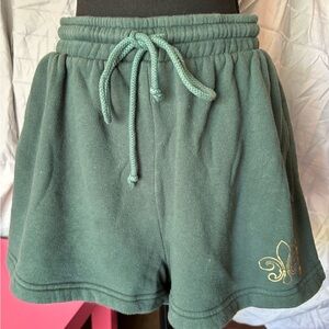 Green and Gold Athletic Shorts with Elastic Waistband